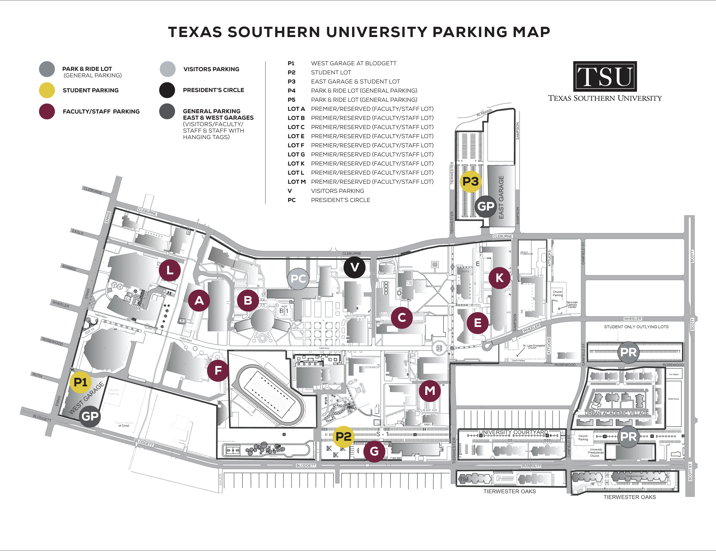 University Parking Map